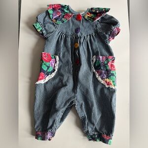 Vintage BOCU Jumpsuit MultiColor Big Buttons 6-9mo